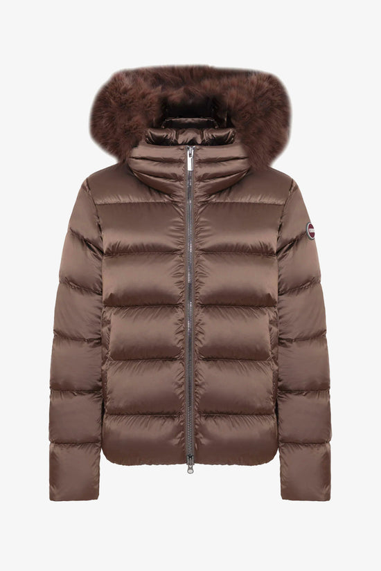  Piumino Corto Full Zip Con Cappuccio Bordo Eco Pelliccia-colmar-Marrone-Donna-2216e 2yo 37-4  