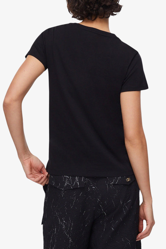  T-Shirt Maniche Corte Con Strass-liu jo-Nero-Special_-Ta6056 js923 w9415-4  
