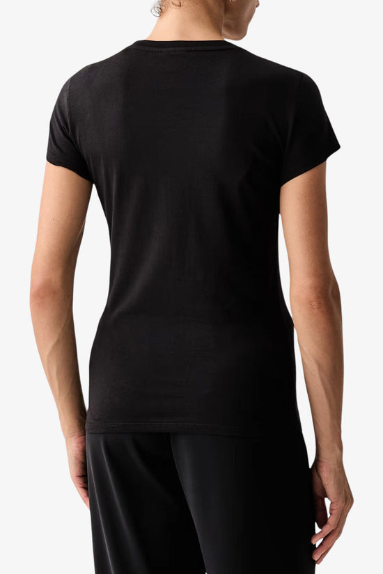  T-Shirt Maniche Corte Logo Corsivo Con Strass-armani exchange-Nero-Special_-Xw002768 af10356 uc001-4  