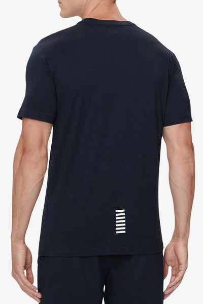 emporio armani ea7 T-Shirt Maniche Corte Elasticizzata In Cotone Pima Core Identity Blu Uomo, foto 4