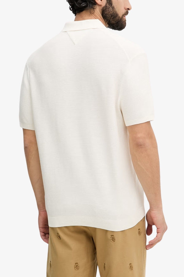 tommy hilfiger Polo Maniche Corte In Maglia Con Logo Bandierina Ricamato Bianco Uomo, foto 4
