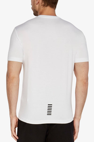 emporio armani ea7 T-Shirt Maniche Corte Elasticizzata In Cotone Pima Core Identity Bianco Uomo, foto 4