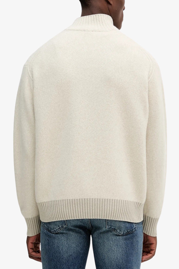 boss Maglione 1/2 Zip In Misto Lana Yak Bianco Uomo, foto 4