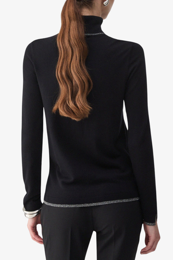 liu jo Dolcevita Maglione Leggero Con Profili Lurex Nero Donna, foto 4