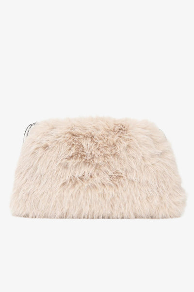 pinko Borsa Maxi Clutch Con Tracolla Aspen In Eco Pelliccia Bianco Donna, foto 4