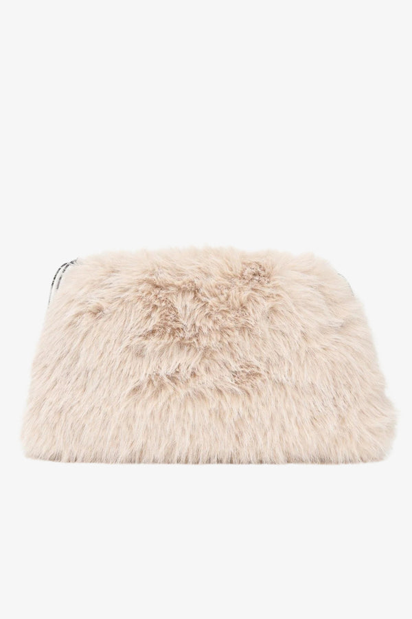 pinko Borsa Maxi Clutch Con Tracolla Aspen In Eco Pelliccia Bianco Donna, foto 4