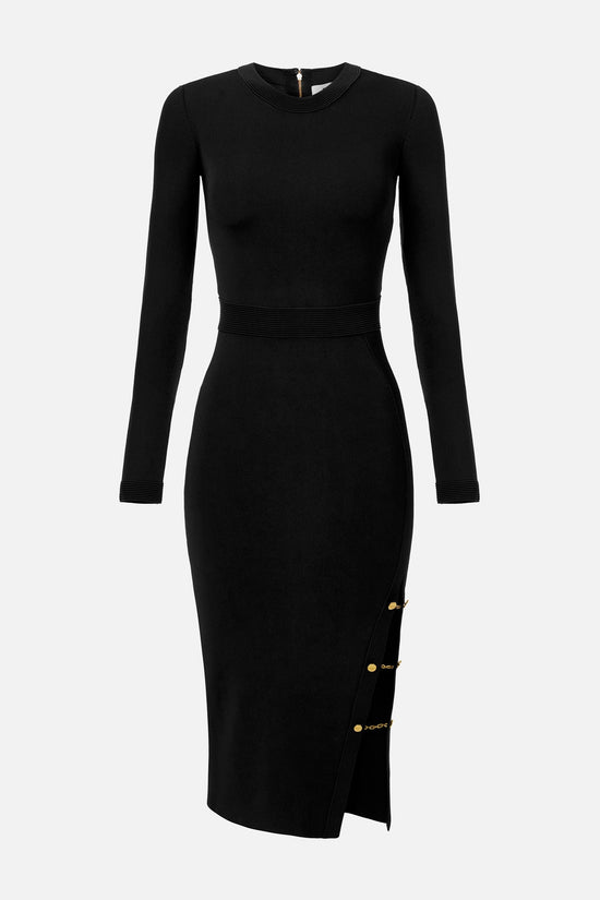  Vestito In Maglia Con Gemelli Gioiello-elisabetta franchi-Nero-Donna-Am-28s-57e2-v490 110-4  