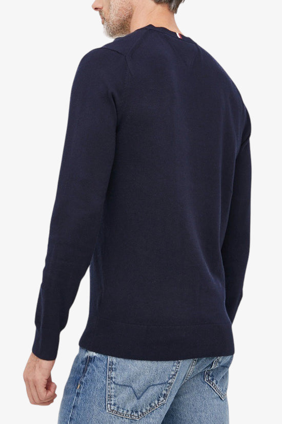  Maglione Girocollo In Misto Cashmere Con Logo Bandierina Ricamato-tommy hilfiger-Blu-Uomo-Mw0mw28046 dw5-4  
