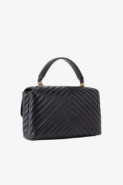pinko Borsa A Tracolla Media Love Bag Puff In Pelle Nappa Chevron Nero Donna, foto 4
