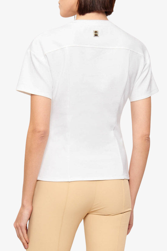  T-Shirt Maniche Corte Con Bottoni Decorativi-elisabetta franchi-Bianco-Donna-Ma00461e2 270-4  