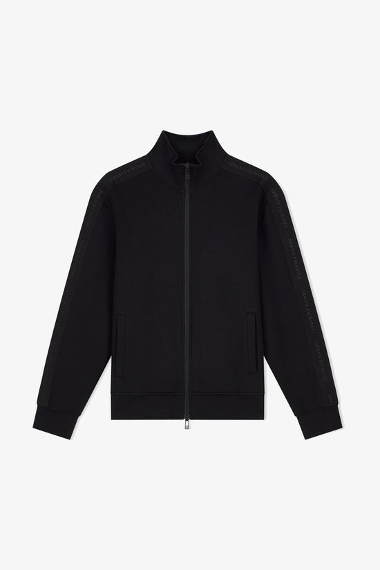  Felpa Full Zip In Jersey Di Cotone Stretch Con Bande Logo-armani exchange-Nero-Special_-Xm003144 af13047 uc001-4  