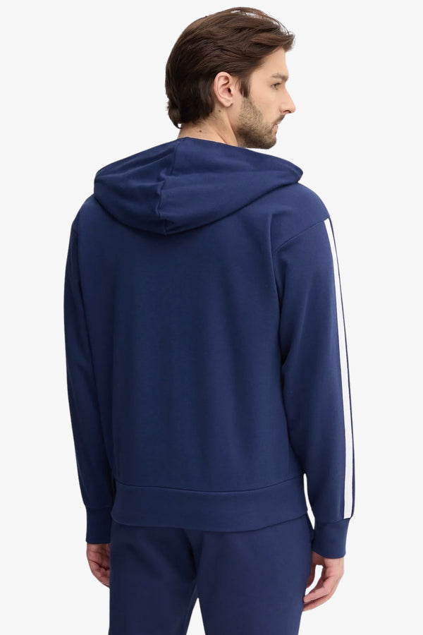 adidas performance Felpa Full Zip Con Cappuccio Essential 3-Stripes Blu Uomo, foto 4