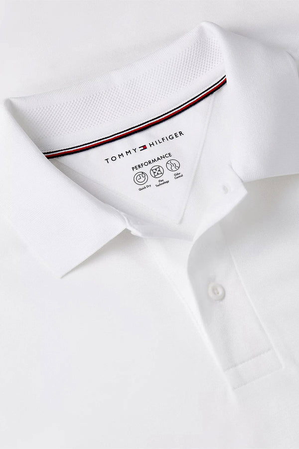 tommy hilfiger Polo Maniche Corte Performance In Piqué Bianco Uomo, foto 4