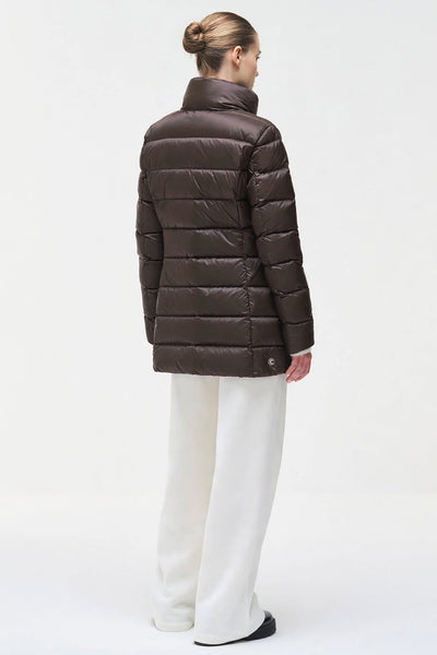 colmar Piumino Lungo Full Zip Sciancrato Con Collo Alto Marrone Donna, foto 4