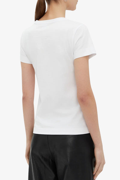 pinko T-Shirt Maniche Corte Logo Ricamato Bianco Donna, foto 4