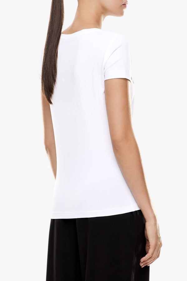 emporio armani ea7 T-Shirt Maniche Corte Logo Series Ripetuto Bianco Donna, foto 4