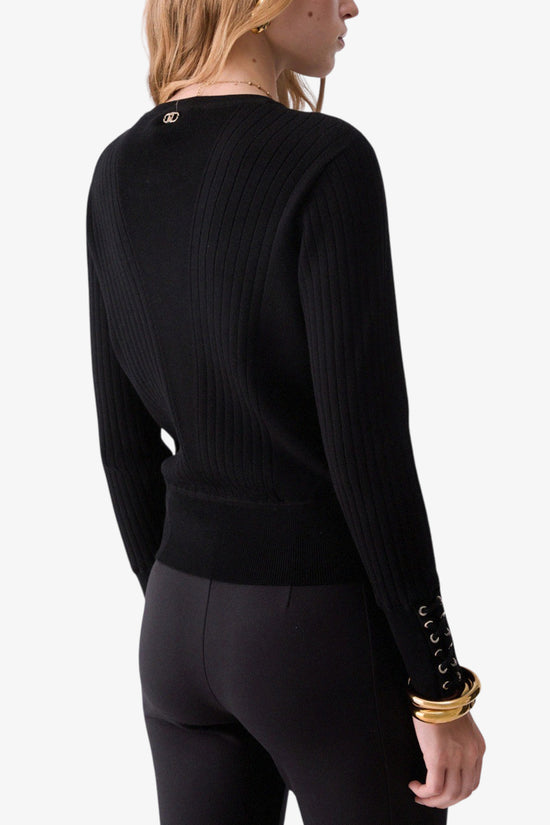  Maglione Girocollo A Coste Con Stringhe-liu jo-Nero-Special_-Tf6080 ms63l 22222-4  