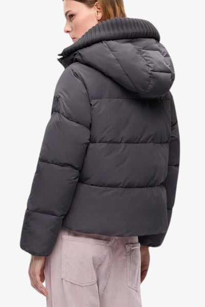 pinko Piumino Full Zip Con Cappuccio In Tela Tecnica Idrorepellente Dulcamara Grigio Donna, foto 4