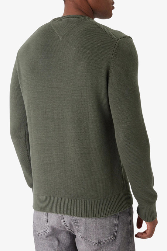  Maglione Girocollo Slim Logo Bandierina Ricamato-tommy jeans-Verde-Uomo-Dm0dm21787 mrh-4  
