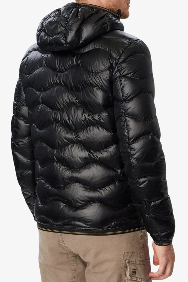 blauer Piumino Full Zip Con Cappuccio Ad Onde Wave Nero Uomo, foto 4