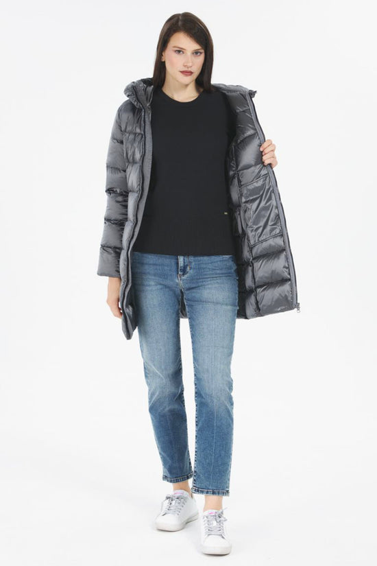  Piumino Lungo Full Zip Con Cappuccio-colmar-Grigio-Donna-2221 2yo 506-4  