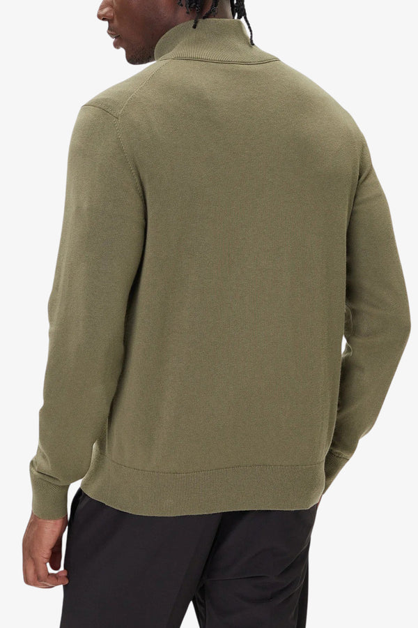 boss Cardigan Full Zip In Cotone E Cashmere Con Toppa Logo Verde Uomo, foto 4