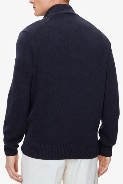 lacoste Maglione 1/2 Zip In Lana Cardata Blu Uomo, foto 4