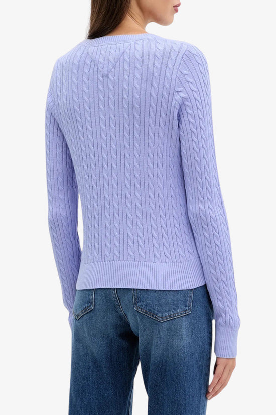  Maglione Girocollo Slim Fit In Maglia Intecciata Con Logo Bandierina Ricamato-tommy jeans-Viola-Donna-Dw0dw22165 c5z-4  