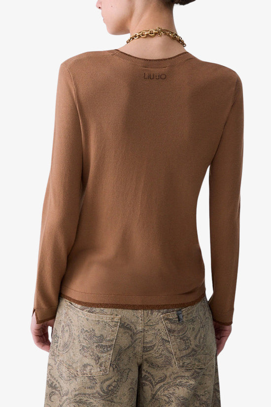  Maglione Girocollo Leggero Con Profili Lurex-liu jo-Marrone-Special_-Wf6015 ms49i 81020-4  