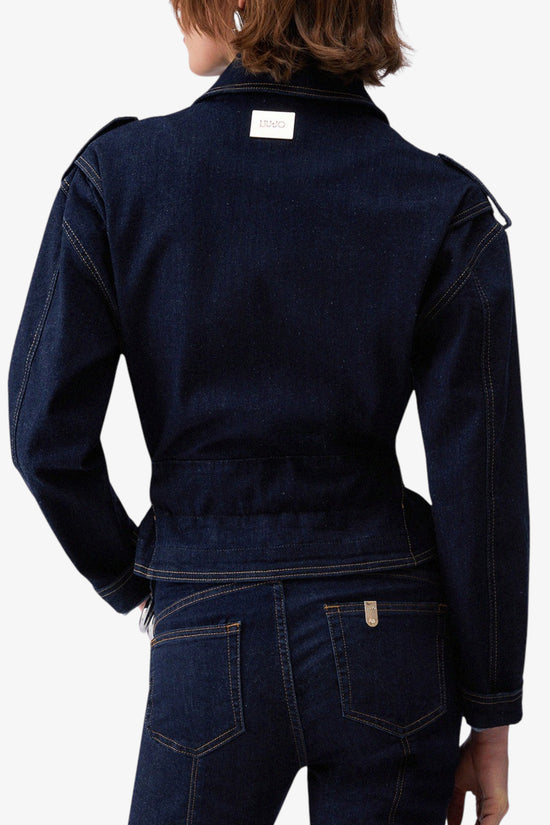  Giacca Chiodo Full Zip Con Cintura In Denim-liu jo-Blu-Special_-Ua6095 d4925 77000-4  