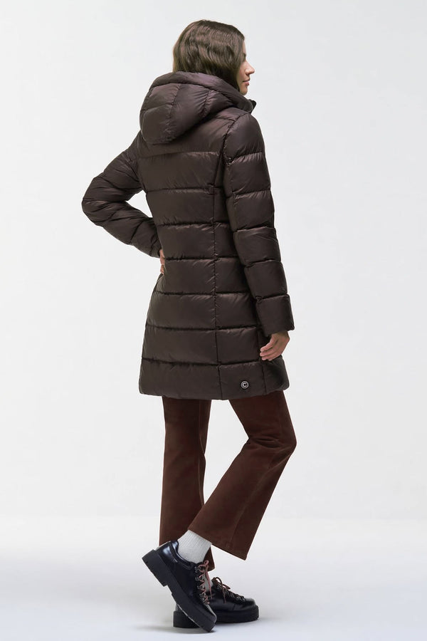 colmar Piumino Lungo Full Zip Con Cappuccio Marrone Donna, foto 4