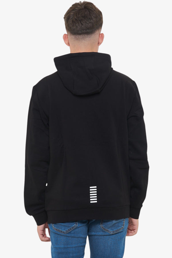 emporio armani ea7 Felpa Full Zip Con Cappuccio Core Identity Nero Uomo, foto 4