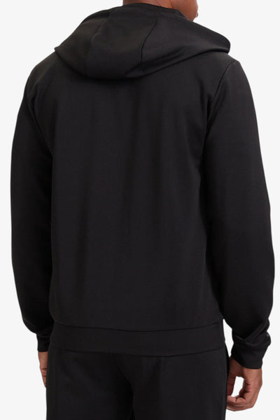 emporio armani ea7 Felpa Full Zip Con Cappuccio Lux Identity In Jersey Elasticizzato Nero Uomo, foto 4