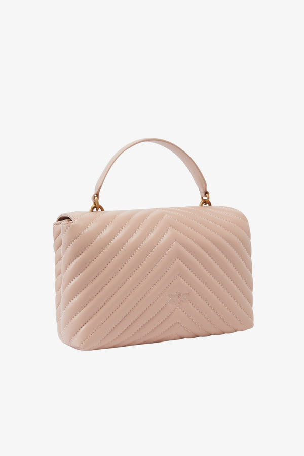 pinko Borsa A Tracolla Media Love Bag Puff In Pelle Nappa Chevron Rosa Donna, foto 4
