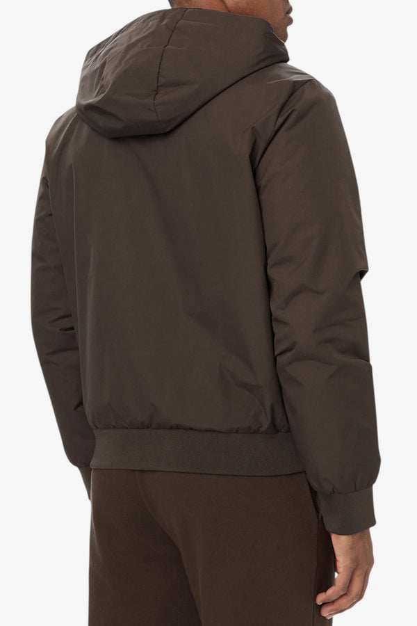 emporio armani ea7 Giacca Full Zip Con Cappuccio Core Identity In Tessuto Tecnico Marrone Uomo, foto 4