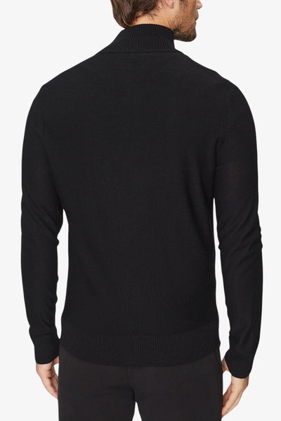 boss Cardigan Full Zip In Misto Lana Con Logo Ricamato Nero Uomo, foto 4