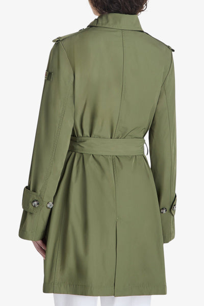 peuterey Trench Doppiopetto In Taffetà Con Cintura Knude TJT 01 Verde Donna, foto 4