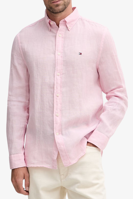  Camicia Maniche Lunghe Button Down In Puro Lino-tommy hilfiger-Rosa-Special_-Mw0mw41530 tol-1  
