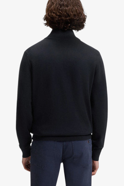 boss Cardigan Full Zip In Cotone E Cashmere Con Toppa Logo Blu Uomo, foto 4