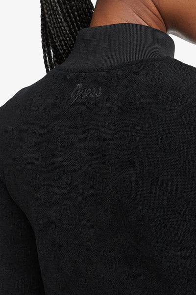 guess Felpa Full Zip Loghi Tono Su Tono In Rilievo Laudomia Nero Donna, foto 4