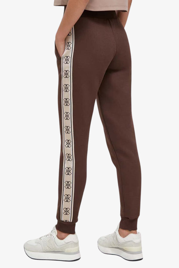 guess Pantaloni Bande Logo Britney Marrone Donna, foto 4