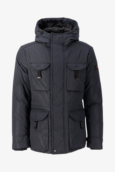peuterey Giubbotto Field Jacket Full Zip Con Cappuccio Aiptek Nbe 03 Blu Uomo, foto 4