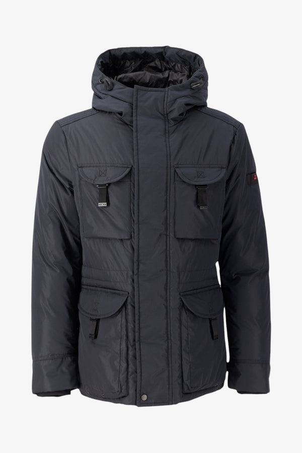 peuterey Giubbotto Field Jacket Full Zip Con Cappuccio Aiptek Nbe 03 Blu Uomo, foto 4