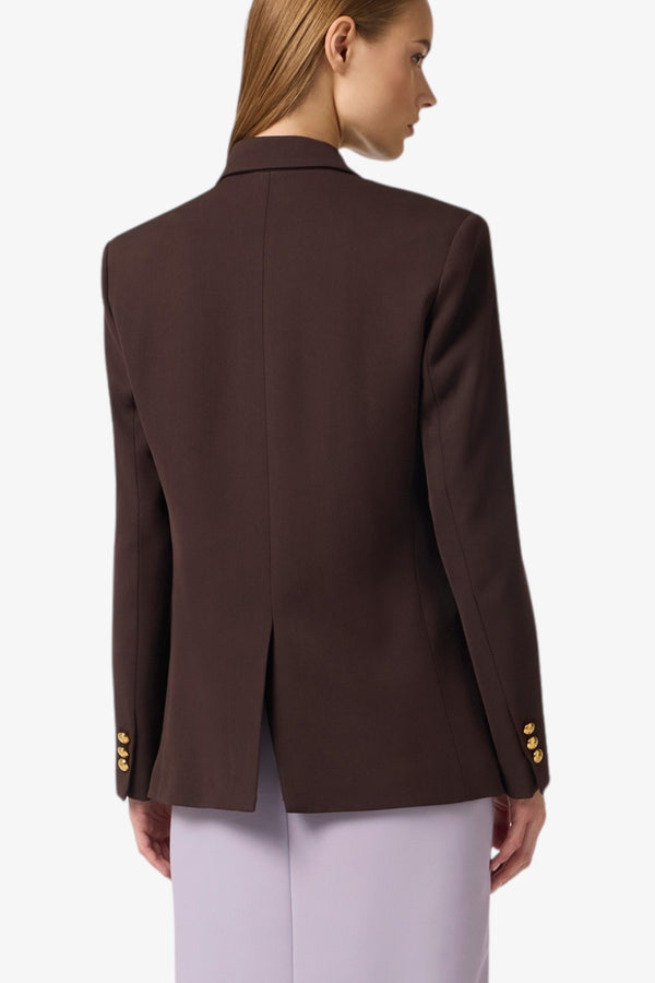 elisabetta franchi Giacca Blazer Doppiopetto In Gabardina Marrone Donna, foto 4