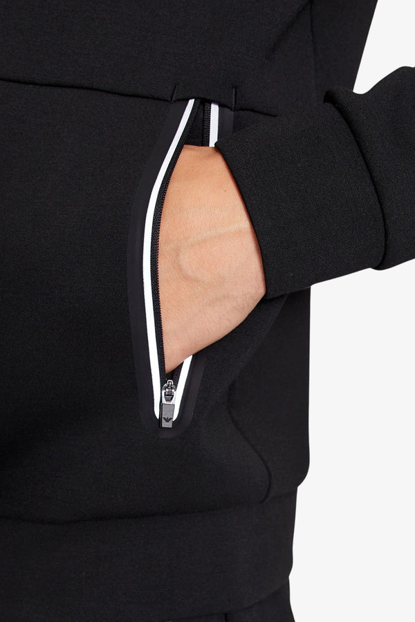 emporio armani ea7 Felpa Full Zip Premium Shield In Misto Viscosa Stretch Nero Uomo, foto 4