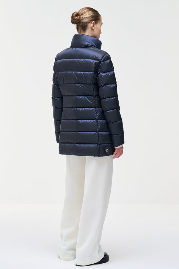 colmar Piumino Lungo Full Zip Sciancrato Con Collo Alto Blu Donna, foto 4