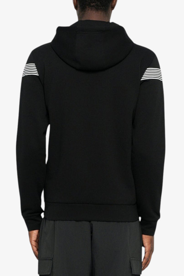 emporio armani ea7 Felpa Full Zip Con Cappuccio 7 Lines Nero Uomo, foto 4
