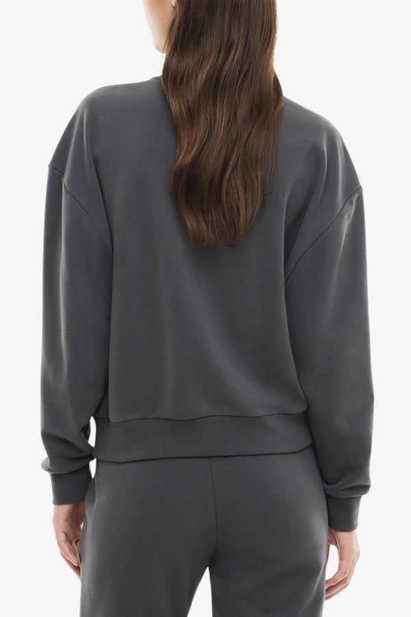 emporio armani ea7 Felpa Full Zip Logo Series Con Borchie Grigio Donna, foto 4