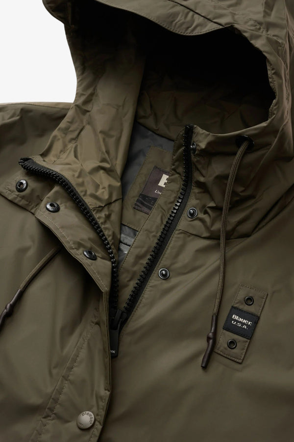 blauer Parka Full Zip Con Cappuccio Impermeabile Thrush Verde Donna, foto 4