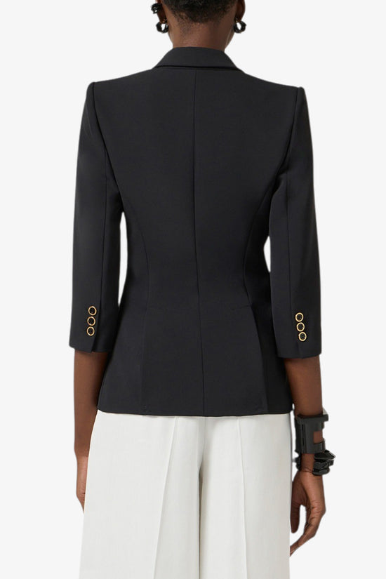  Giacca Monopetto In Doppio Crepe Stretch Con Dettagli Logo-elisabetta franchi-Nero-Special_-Gi21561e2 110-4  